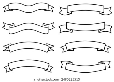 Vintage Ribbon Line Art Design Illustration Traditional Creative Drawing