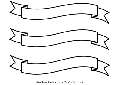 Vintage Ribbon Line Art Design Illustration Old-fashioned Artistic Drawing