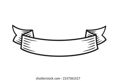 Vintage ribbon outline vector icon. Tape, decoration element in retro style.