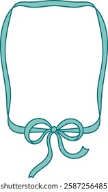 Vintage Ribbon Rectangle Frame With Bows Vector Illustration