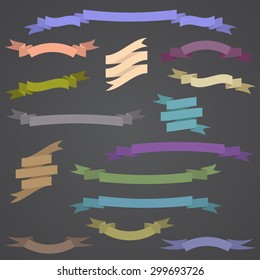 Vintage ribbon retro style set. Vector design elements.