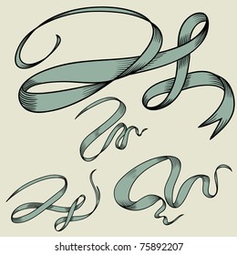 vintage ribbon set design elements