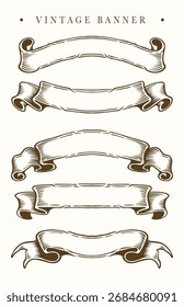 Elemento de diseño de Vector de conjunto de cinta de Antiguas, estilo de dibujo a mano aislado