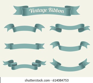 Vintage Ribbon Set. Vector Illustration.