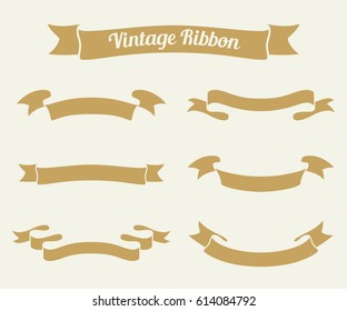 vintage ribbon set. Vector illustration.