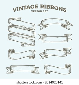 vintage ribbons banner vector set