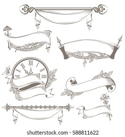Vintage ribbons and banners. Vector decorations