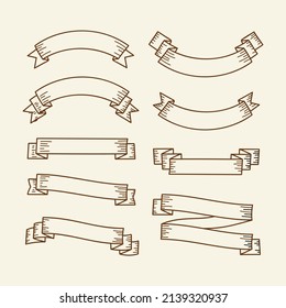 vintage ribbons collection set vector