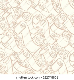 Vintage ribbons and scrolls. Wallpaper seamless pattern. Hand drawn and trace graphic illustrations