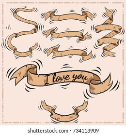 Vintage ribbons set. You can write on them whatever you want.
