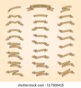 Vintage ribbons vector set. Retro style. Vector illustration.