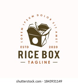 vintage rice box logo design template