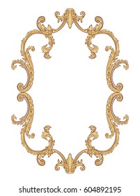 Vintage richly decorated frame in rococo style for menus, ads, advertisements, labels. Isolated on white background.