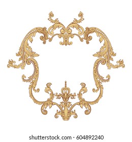 Vintage richly decorated frame in rococo style for menus, ads, advertisements, labels. Isolated on white background.