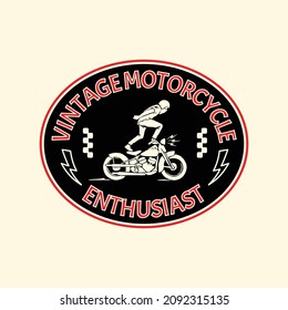 Vintage Riding Motorcycle. Hand drawn Vector illustration