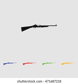Vintage rifle vector isolated on white background. Black simple icon. Flat style for web and mobile.