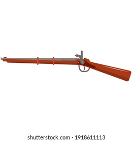 Vintage Rifle Vector. Wooden Gun Or Musket Shotgun Illustration. Ukrainian Cossaks Army Weapon Isolated On White Background