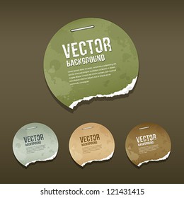 Vintage Ripped Label Circle Paper Design Background, Vector Illustration