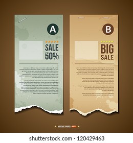 Vintage Ripped Paper For Business Design Background, Vector Illustration