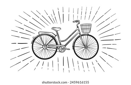 Vintage road bicycle hand drawn illustration