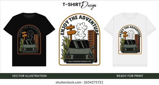 Vintage Road Trip Car – Nature Escape Adventure Graphic T-Shirt
