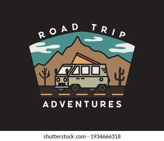 Vintage Road Trip Journey Badge Illustration Stock Vector (Royalty Free ...