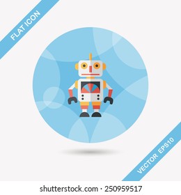 vintage robot flat icon with long shadow,eps 10
