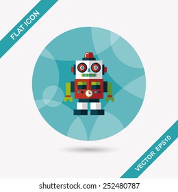vintage robot flat icon with long shadow,eps 10