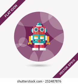 vintage robot flat icon with long shadow,eps 10
