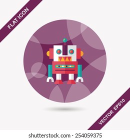 vintage robot flat icon with long shadow,eps 10