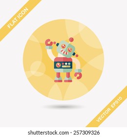vintage robot flat icon with long shadow,eps 10