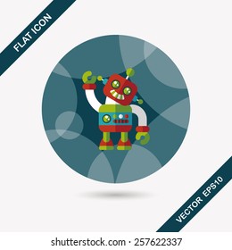 vintage robot flat icon with long shadow,eps 10
