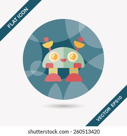 vintage robot flat icon with long shadow,eps 10
