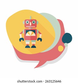 vintage robot flat icon with long shadow; eps 10