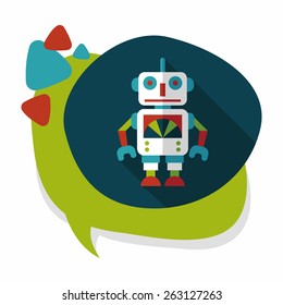 vintage robot flat icon with long shadow,eps 10