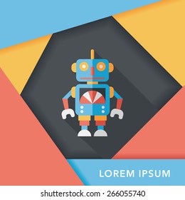 vintage robot flat icon with long shadow,eps 10