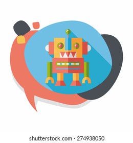 vintage robot flat icon with long shadow,eps 10