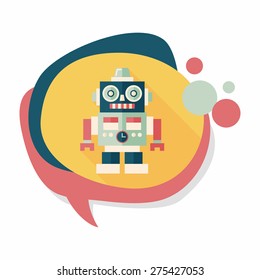 vintage robot flat icon with long shadow,eps 10