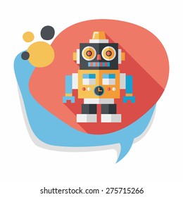 vintage robot flat icon with long shadow,eps 10
