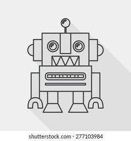 vintage robot flat icon with long shadow,eps 10, line icon