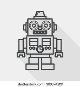 vintage robot flat icon with long shadow,eps 10, line icon