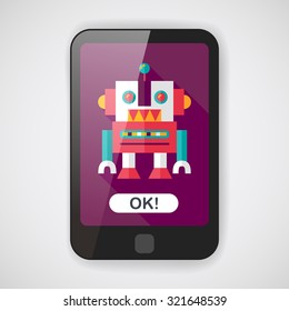 vintage robot flat icon with long shadow,eps 10
