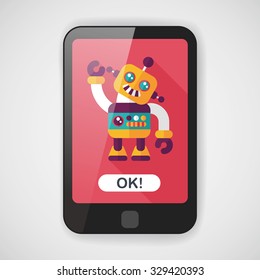 vintage robot flat icon with long shadow,eps 10
