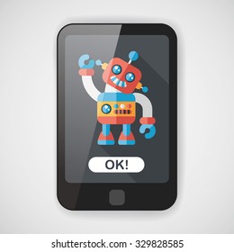 vintage robot flat icon with long shadow,eps 10
