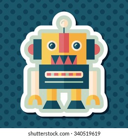 vintage robot flat icon with long shadow,eps 10