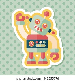 vintage robot flat icon with long shadow,eps 10
