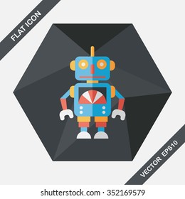 vintage robot flat icon with long shadow,eps 10