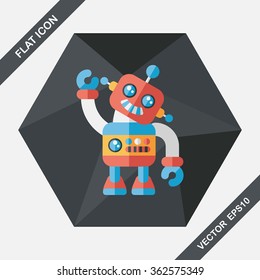 vintage robot flat icon with long shadow,eps 10