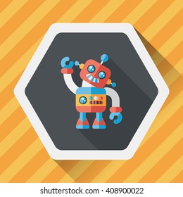 vintage robot flat icon with long shadow,eps 10