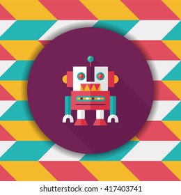 vintage robot flat icon with long shadow,eps 10